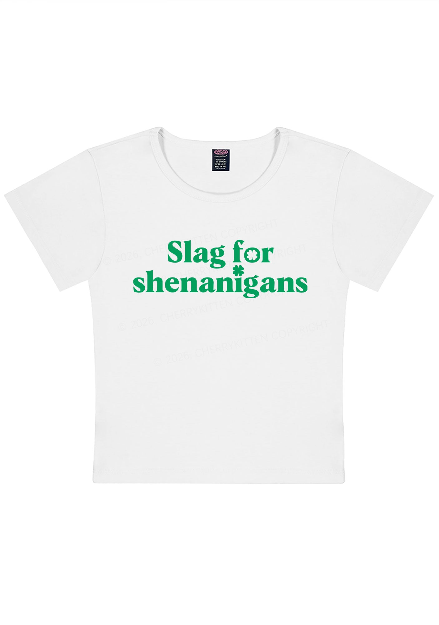 Slag For Shenanigans St Patricks Y2K Baby Tee Cherrykitten