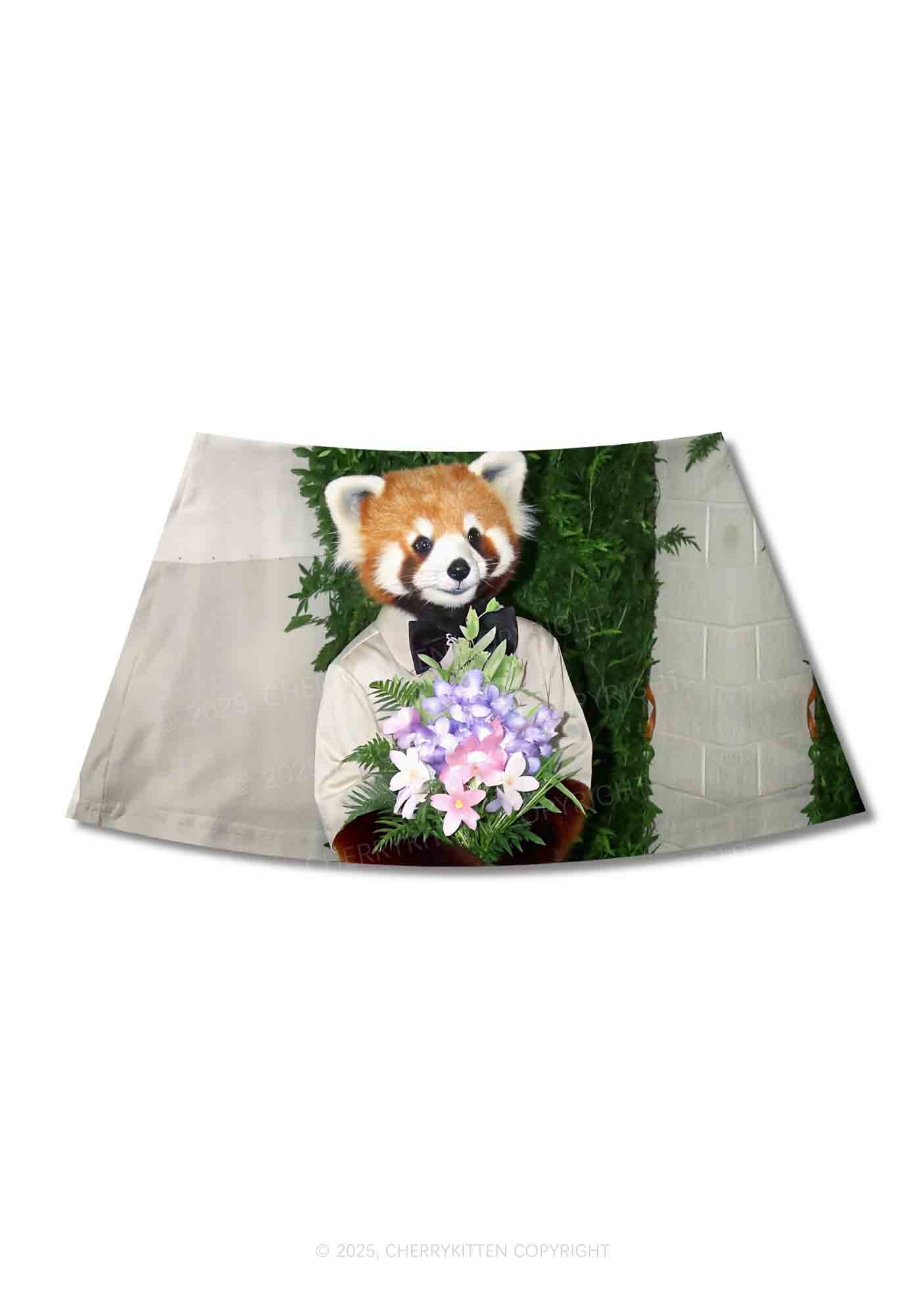 Red Panda Bouquet Y2K Print Mini Skirt Cherrykitten