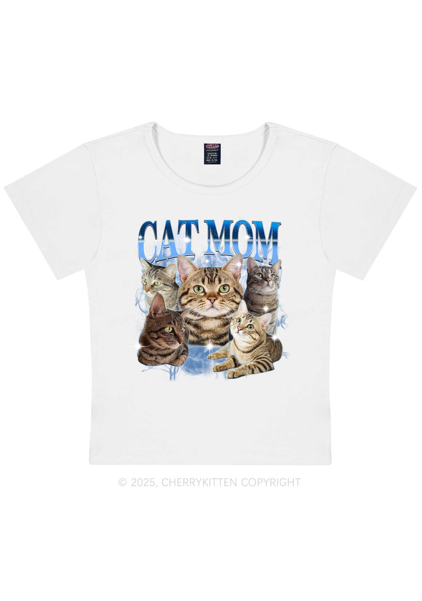 Custom Photo Cat Mom Y2K Baby Tee Cherrykitten
