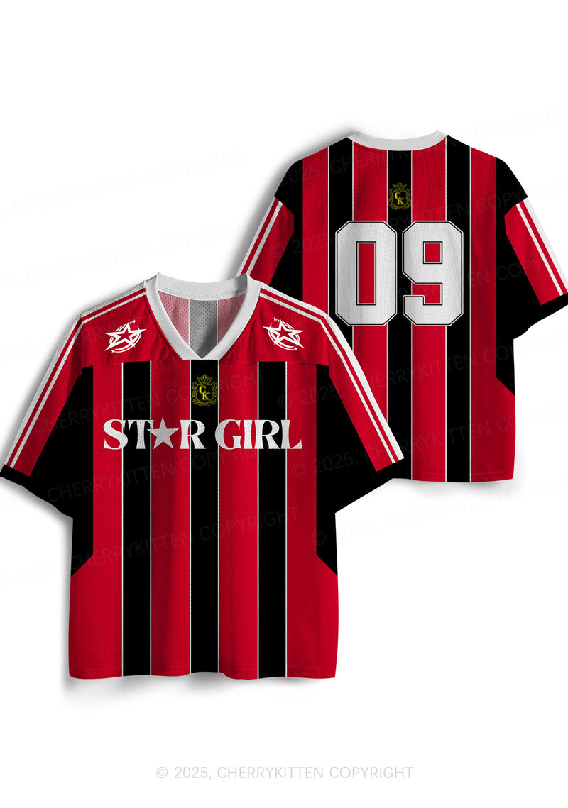 Custom Red Star Girl Y2K Sport Jersey Shirts Cherrykitten