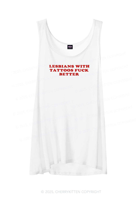 Lesbians With Tattoos Pride Y2K Sheer Boyfriend Tank Cherrykitten