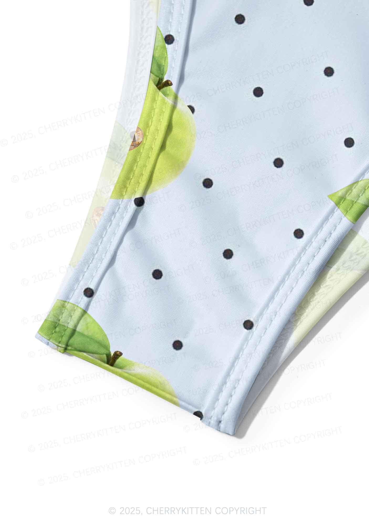 Chic Green Apple Y2K Print Bikini Set Cherrykitten