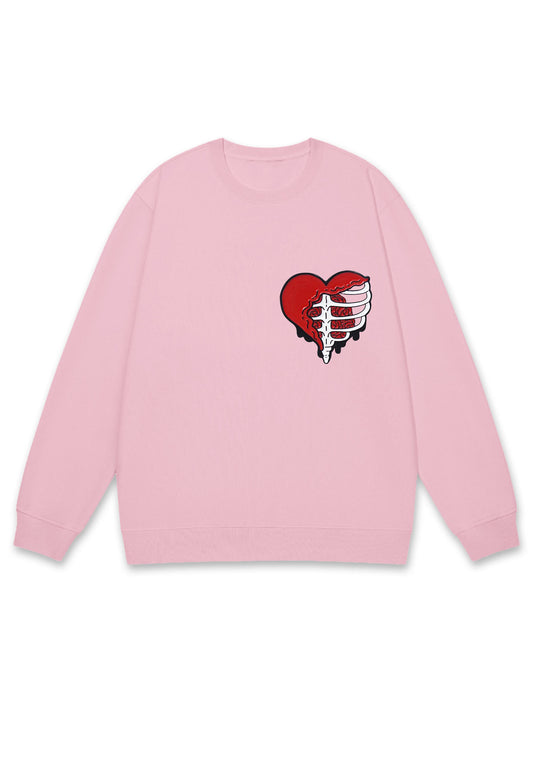 Heart Skeleton Halloween Y2K Sweatshirt Cherrykitten