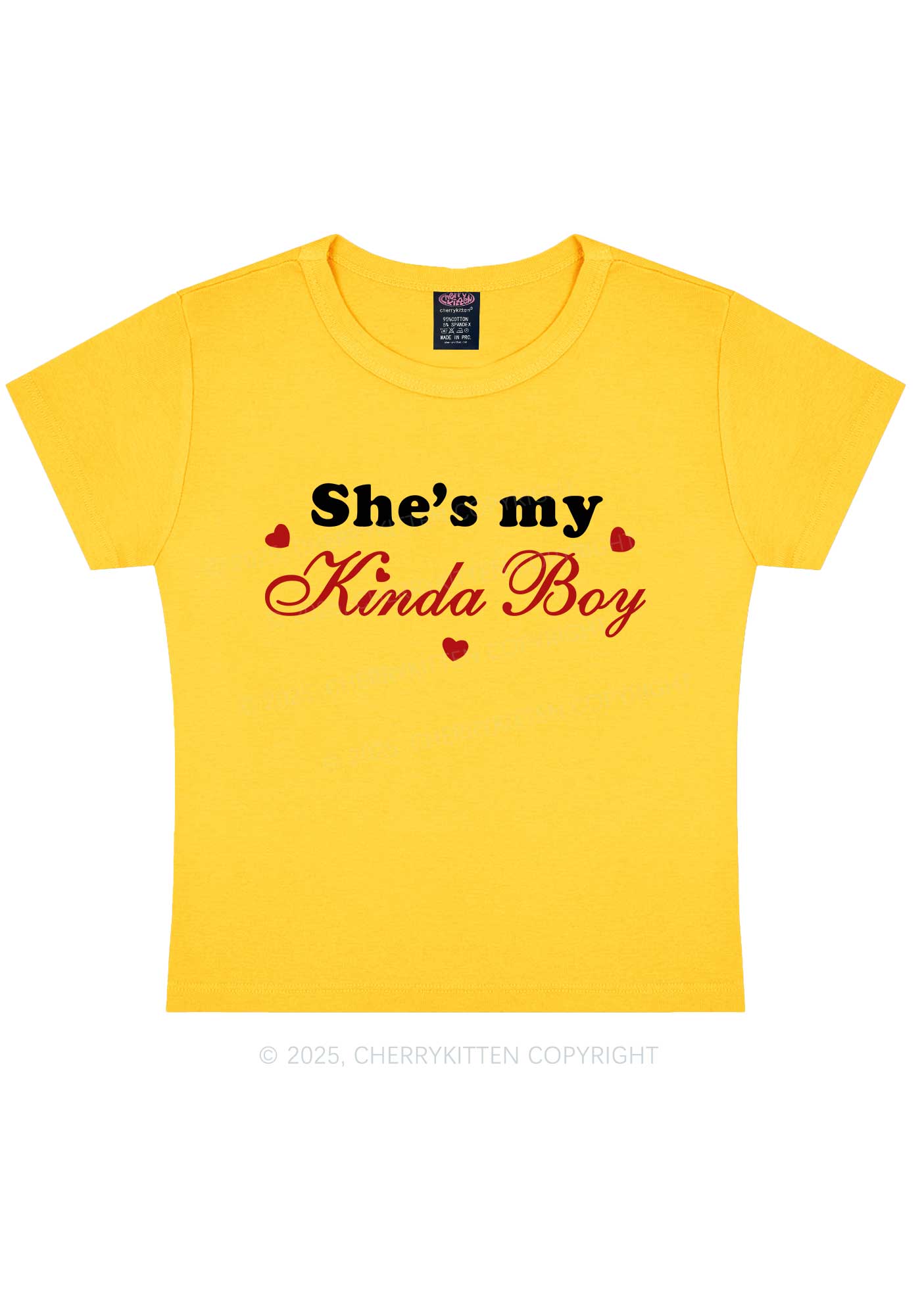 Shes My Kinda Boy Pride Y2K Baby Tee Cherrykitten