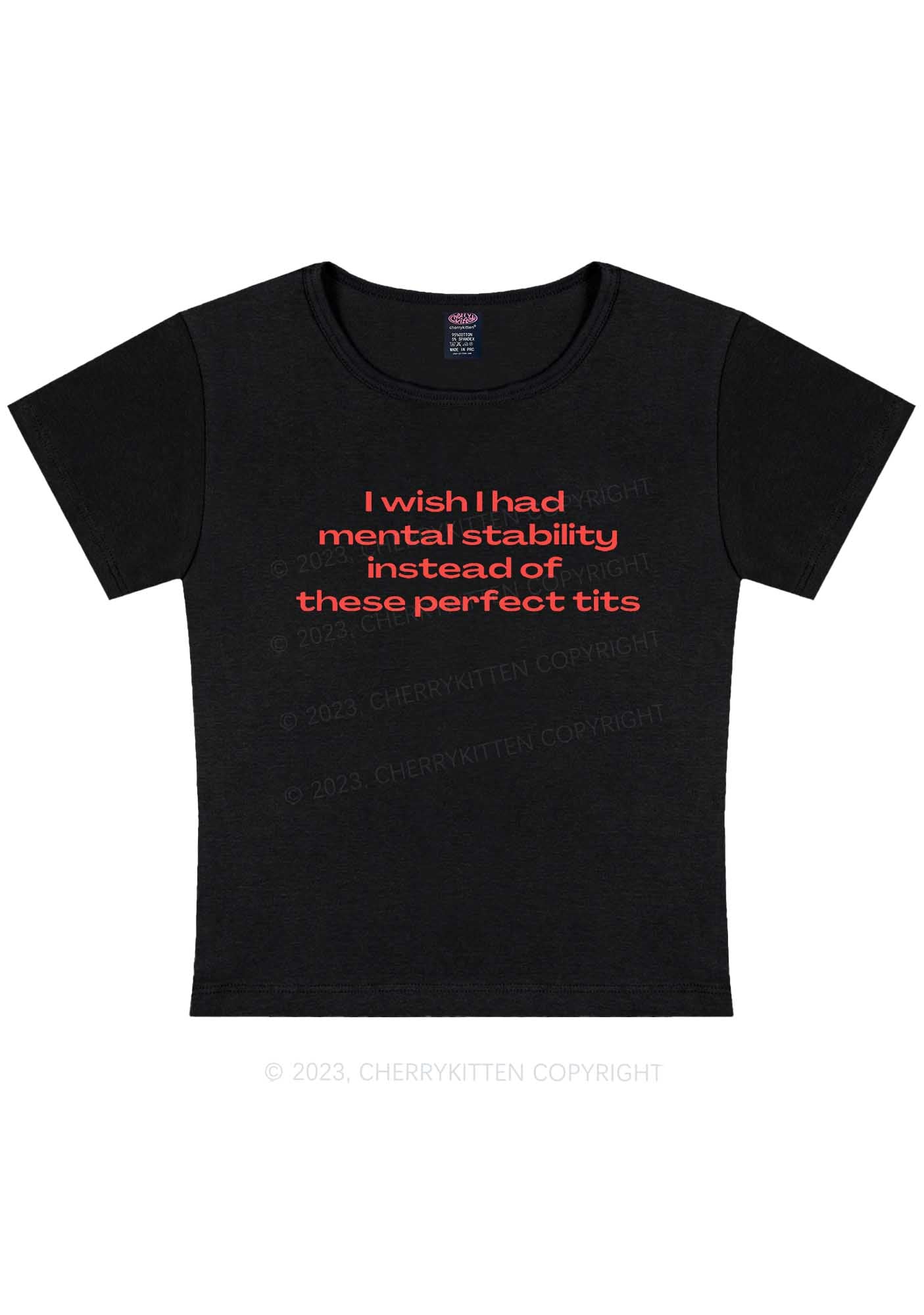 Mental Stability Y2K Baby Tee Cherrykitten