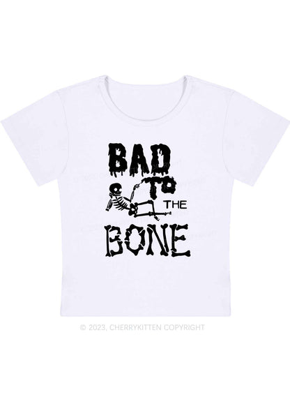 Bad To The Bone Halloween Baby Tee Cherrykitten