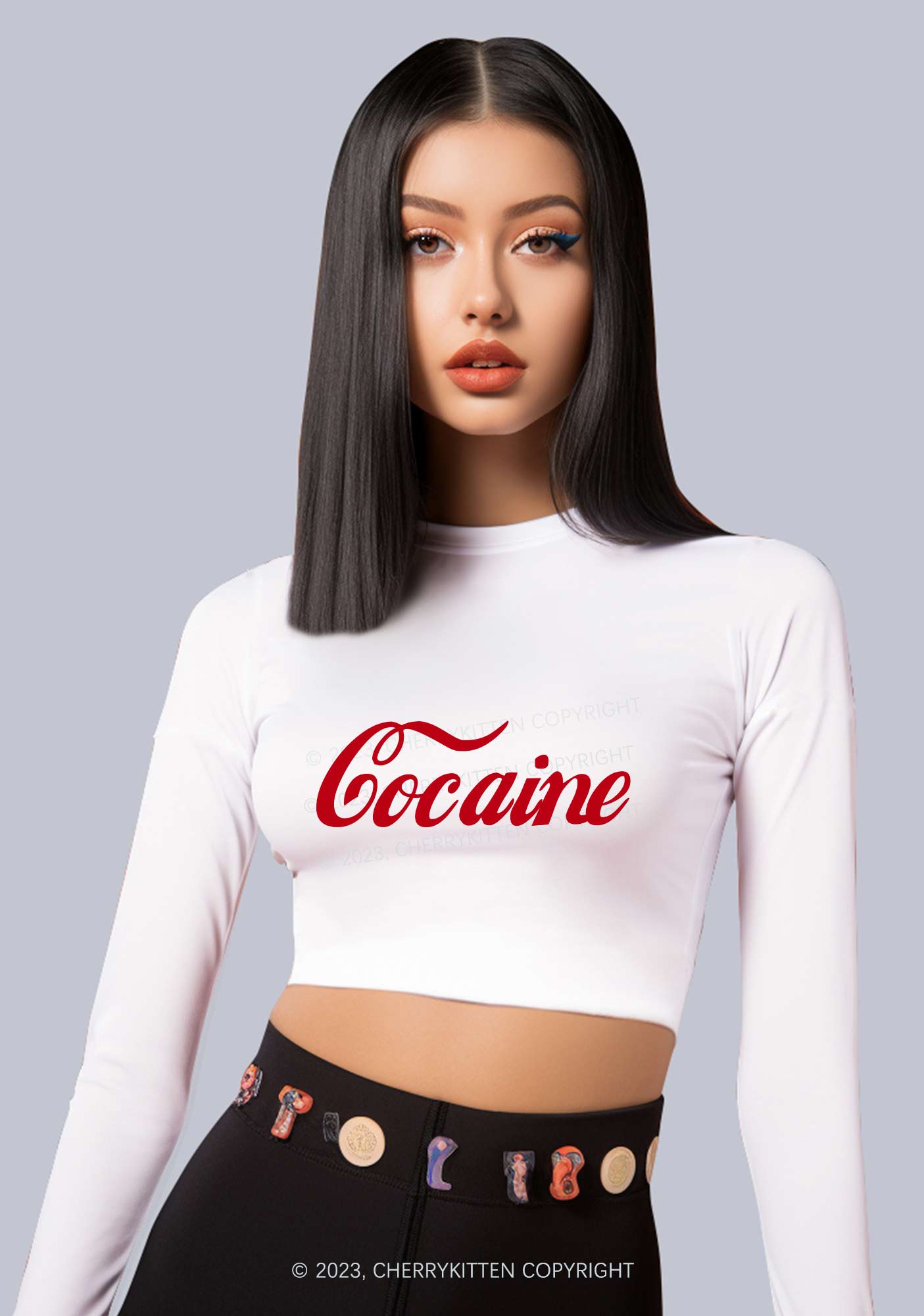 Special Cola Long Sleeve Crop Top Cherrykitten