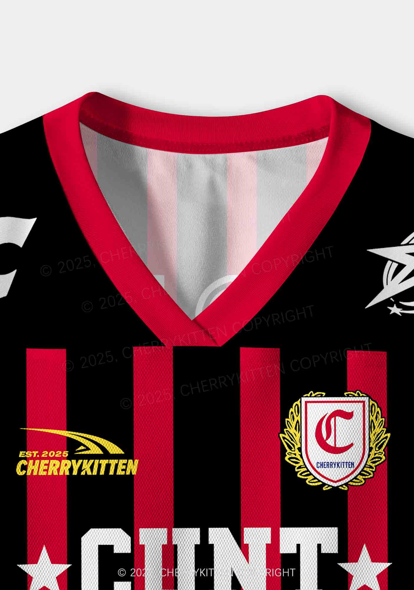 Custom Red Cxxt Stars Y2K Crop Sport Jersey Shirts Cherrykitten