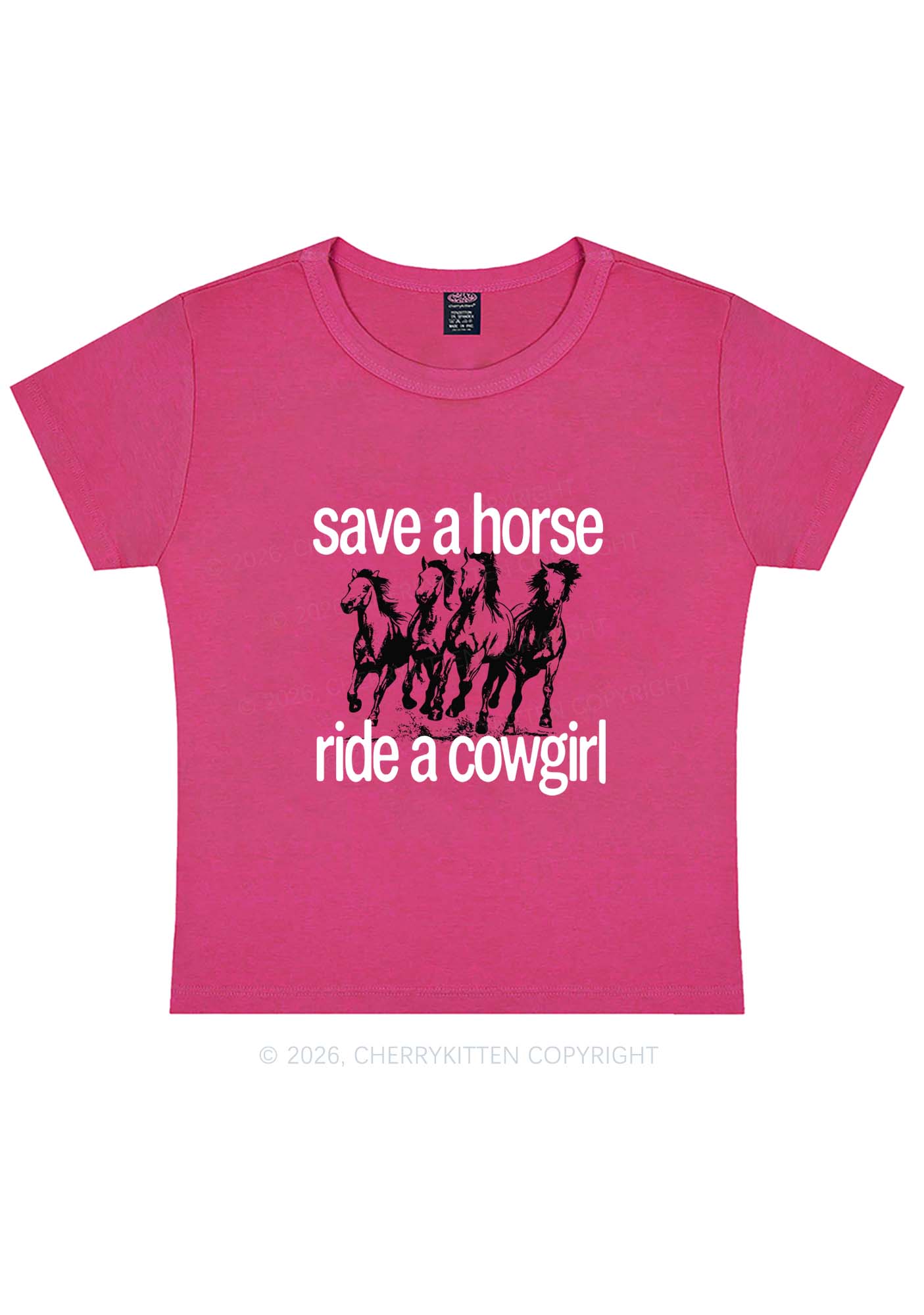 Four Horses Cowgirl Pride Y2K Baby Tee Cherrykitten