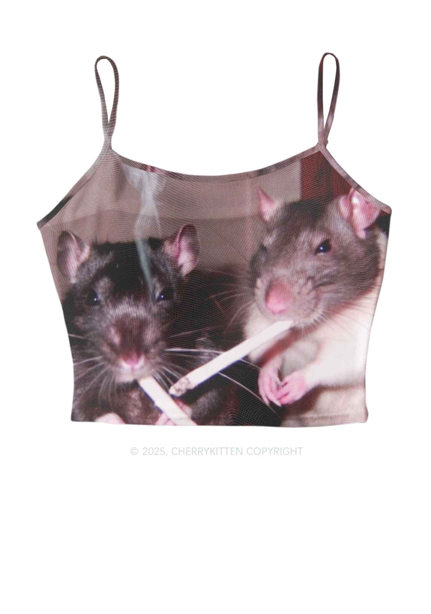 Smoking Rats Y2K Mesh Cami Tank Cherrykitten