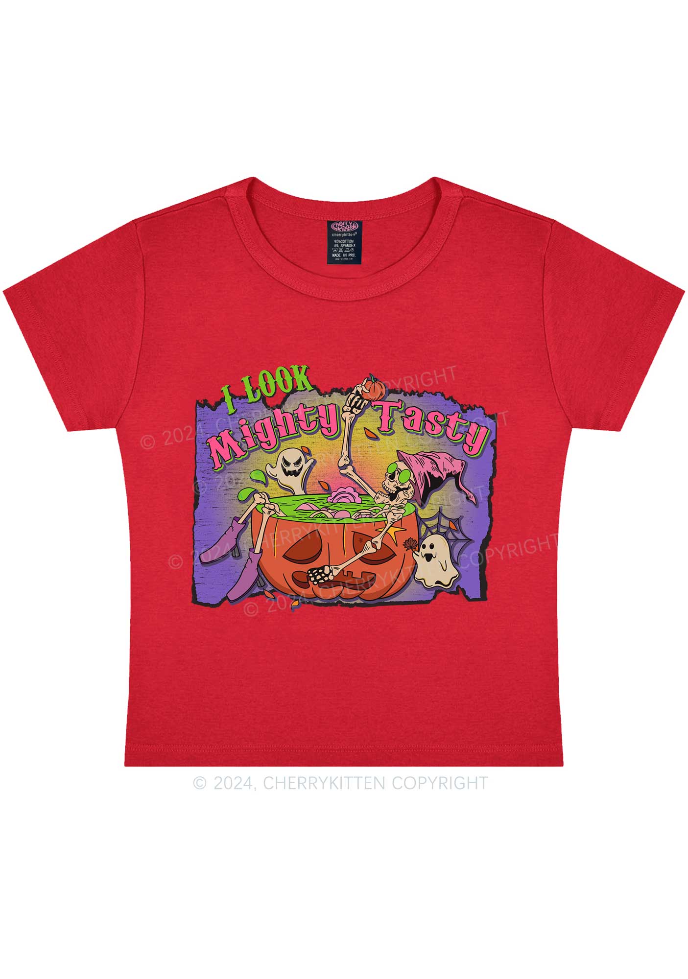 Mighty Tasty Halloween Y2K Baby Tee Cherrykitten