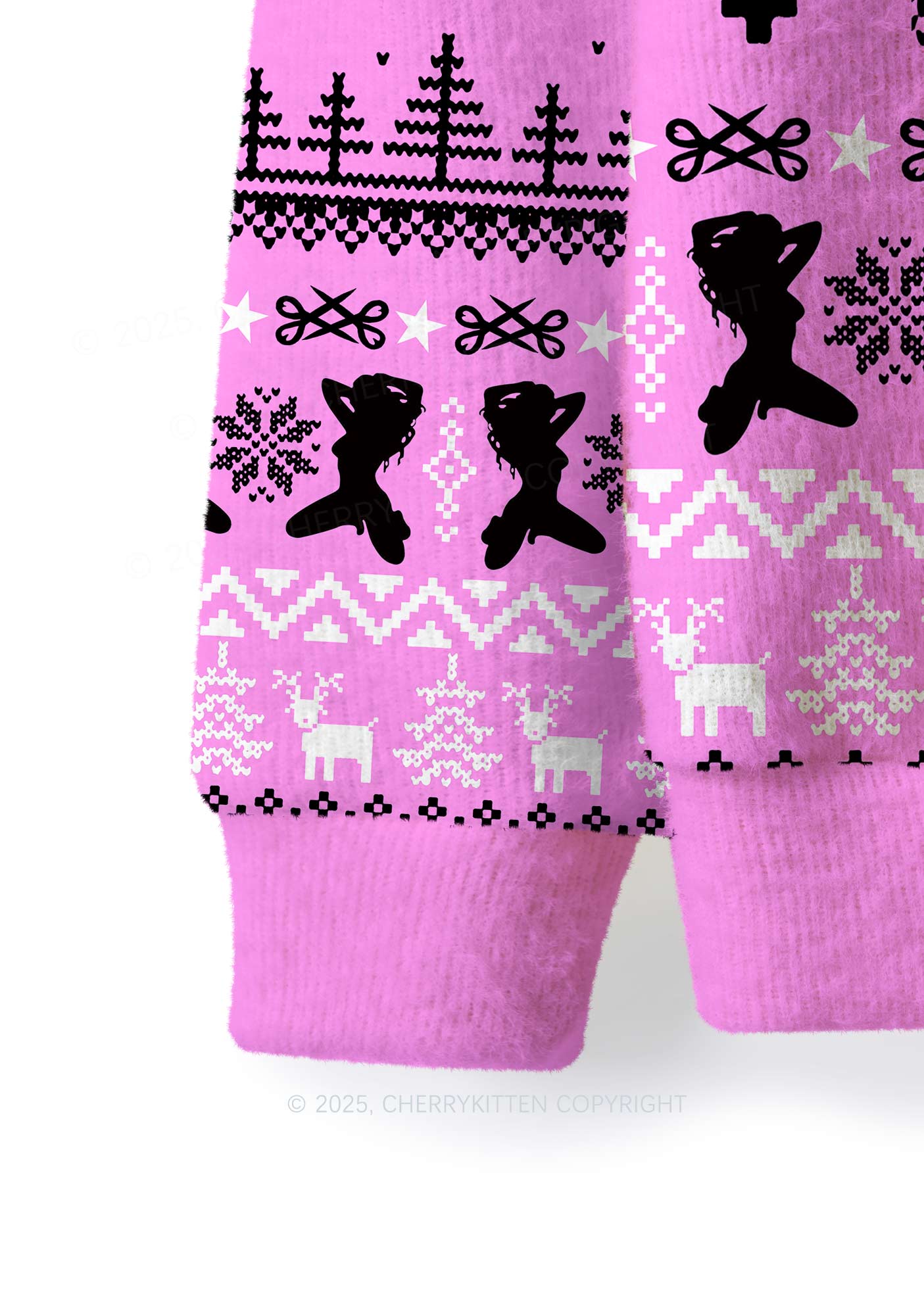 Lesbian Princess Pride Y2K Christmas Knit Sweatshirt Cherrykitten