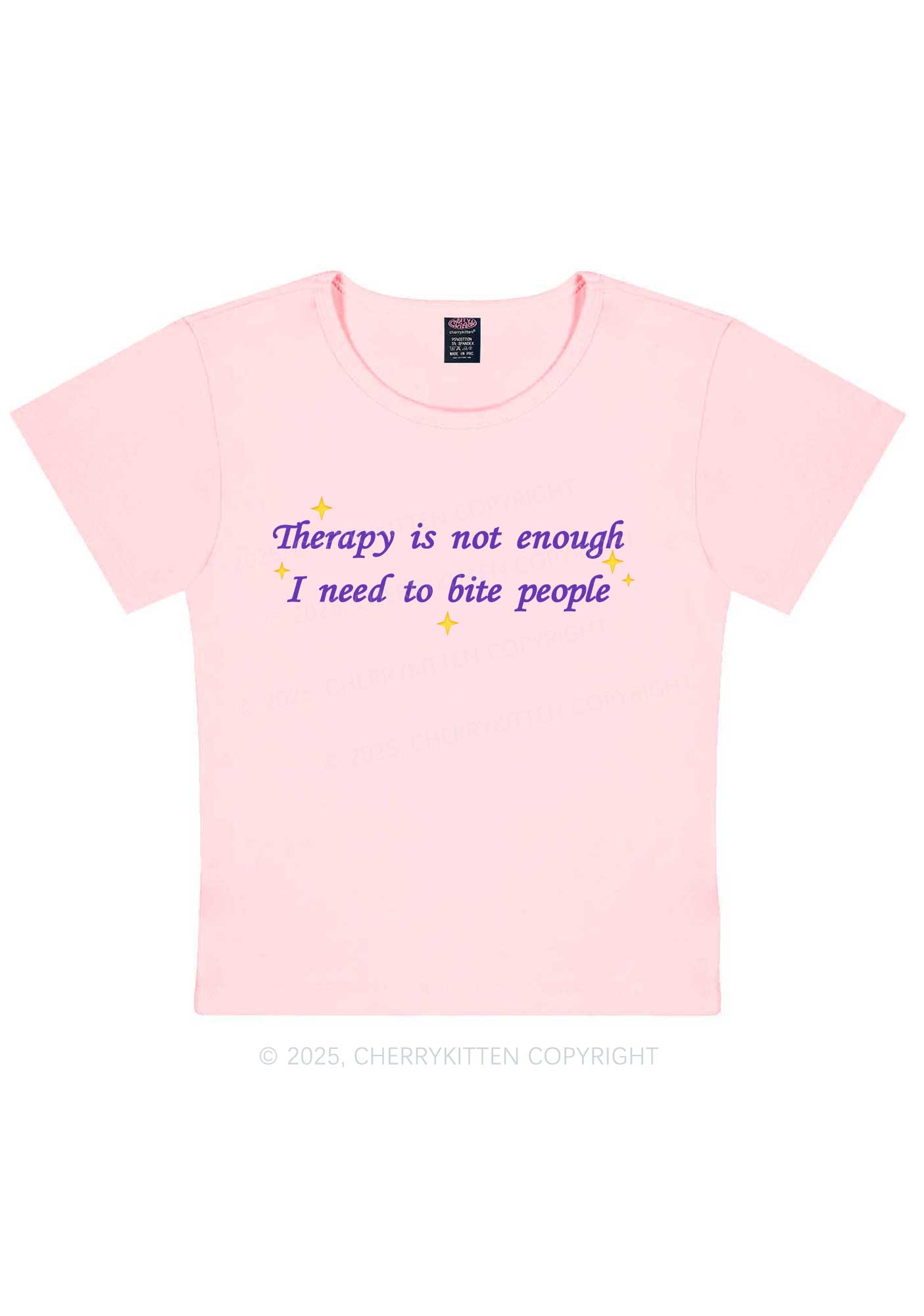 Therapy Not Enough Y2K Baby Tee Cherrykitten
