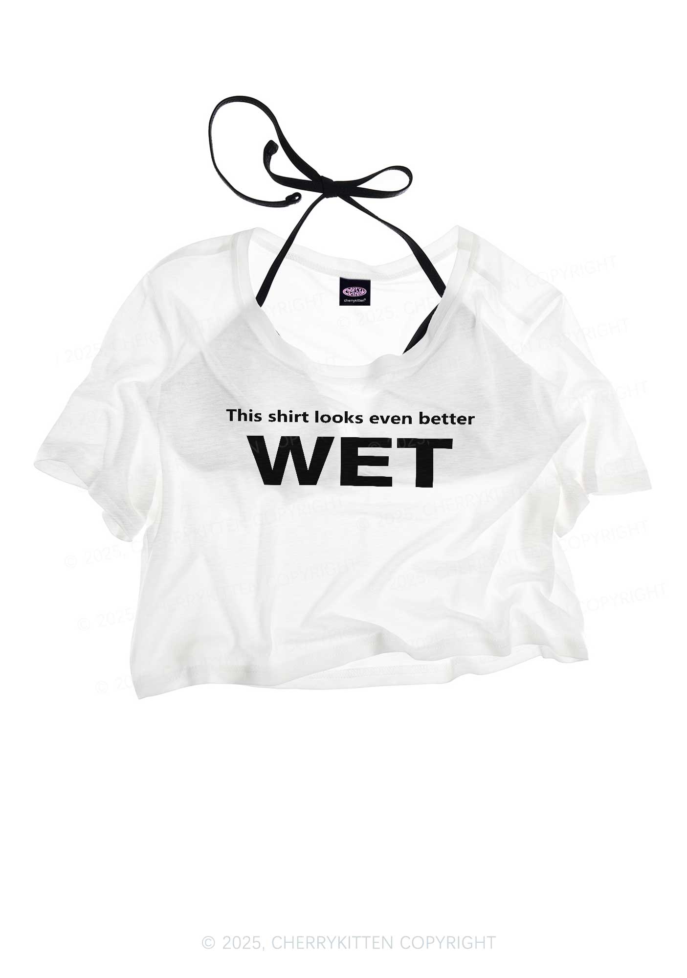 This Shirt Looks Better Wet Y2K Sheer Crop Tee Cherrykitten