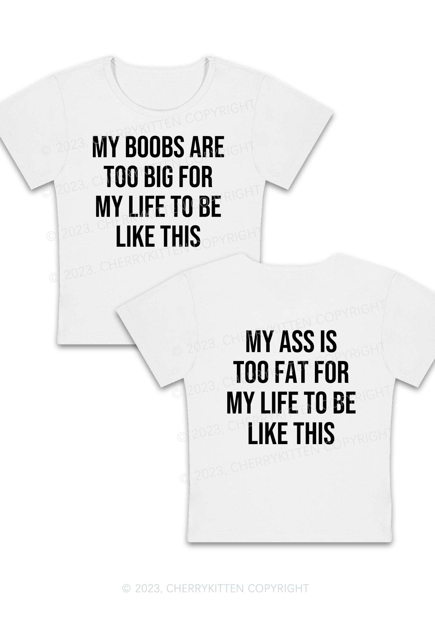 Curvy Too Big For My Life Y2K Baby Tee Cherrykitten