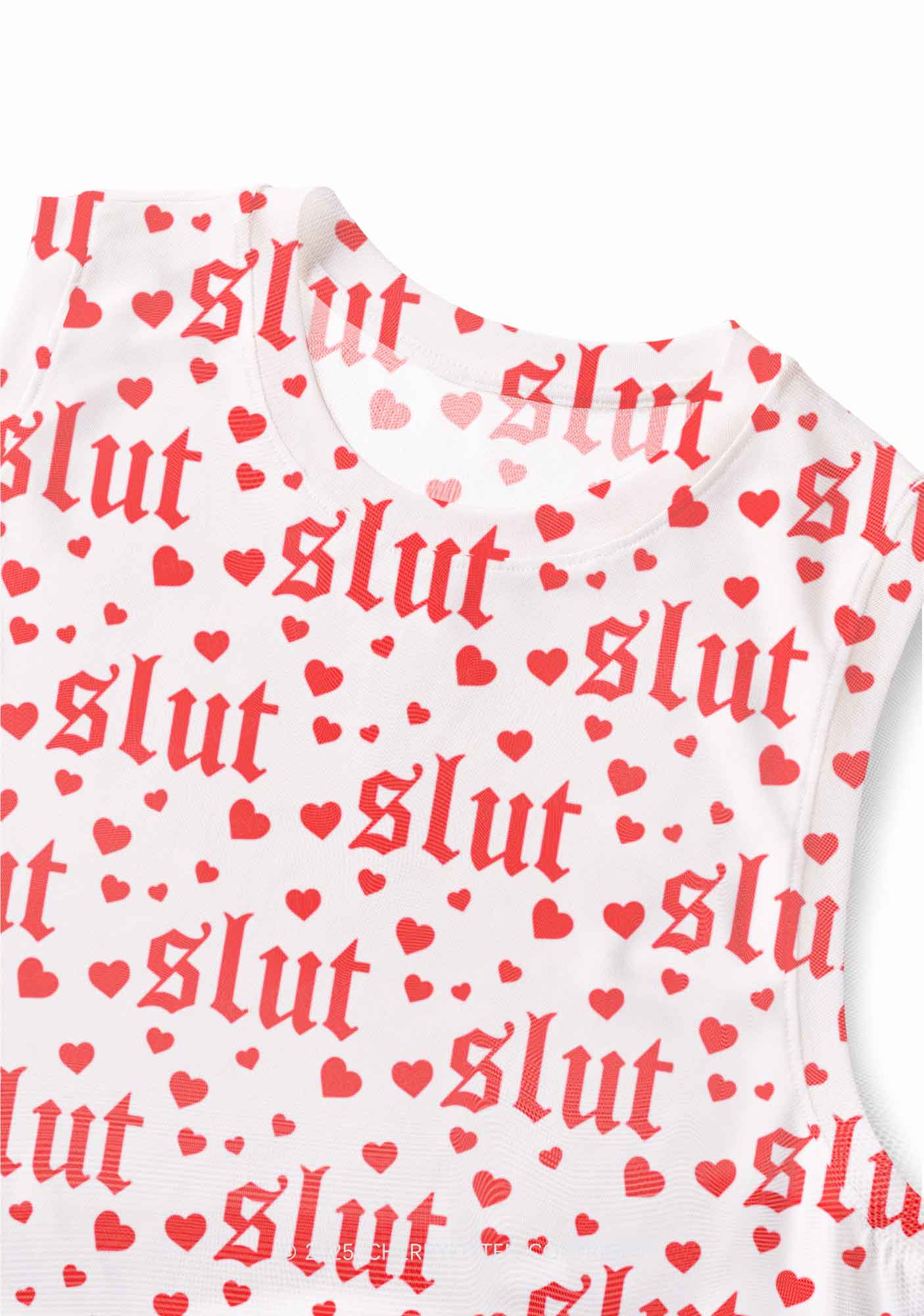 Slxt Red Heart Y2K Mesh Muscle Tank Cherrykitten