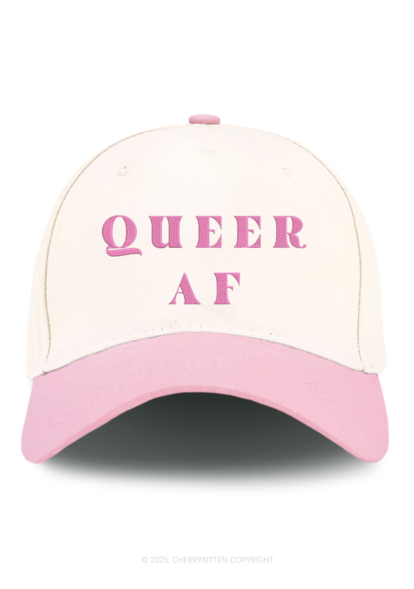Embroidered Queer AF Pride Y2K Color Block Baseball Cap Cherrykitten