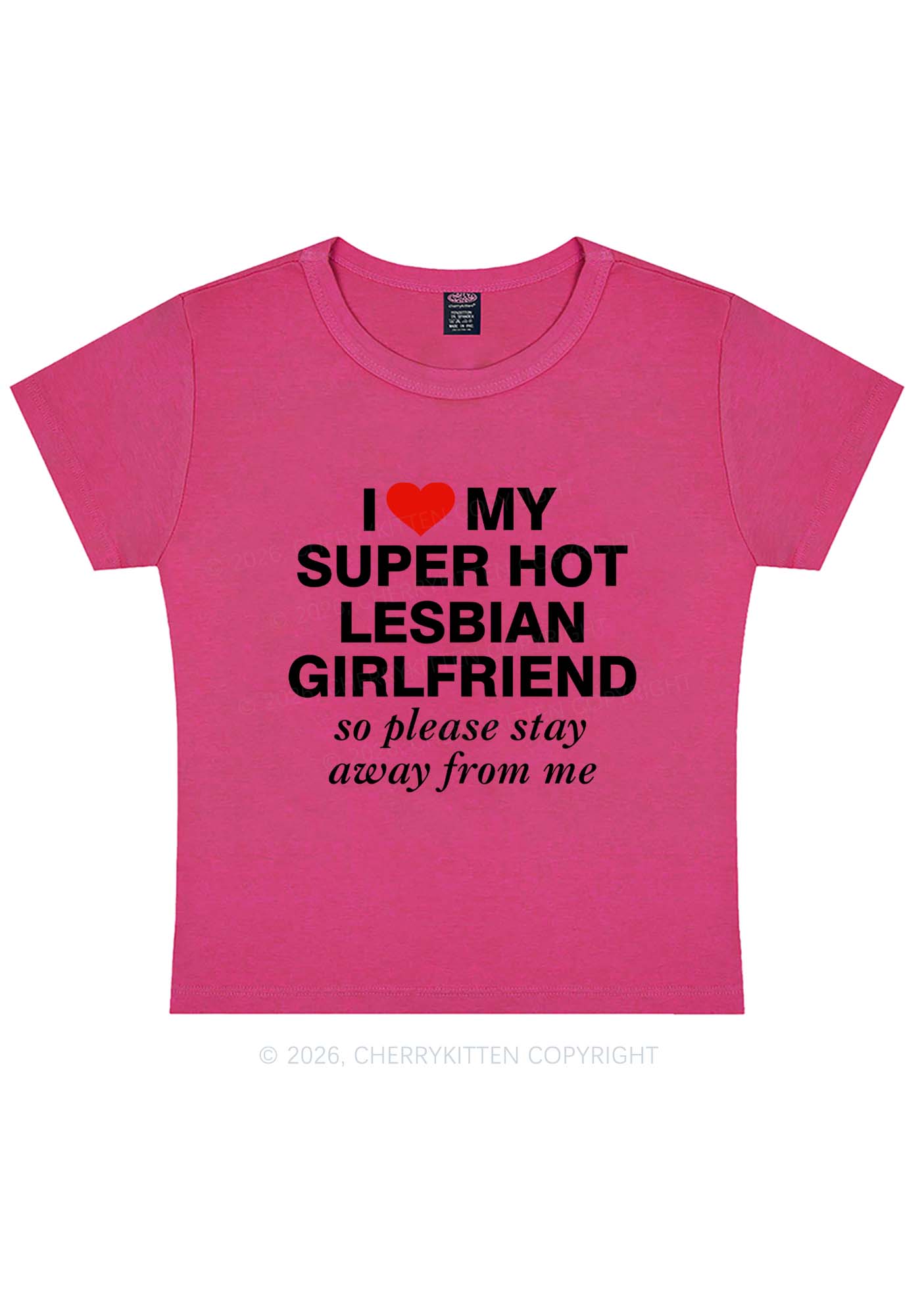 I Love My Super Hot Lesbian GF Pride Y2K Baby Tee Cherrykitten