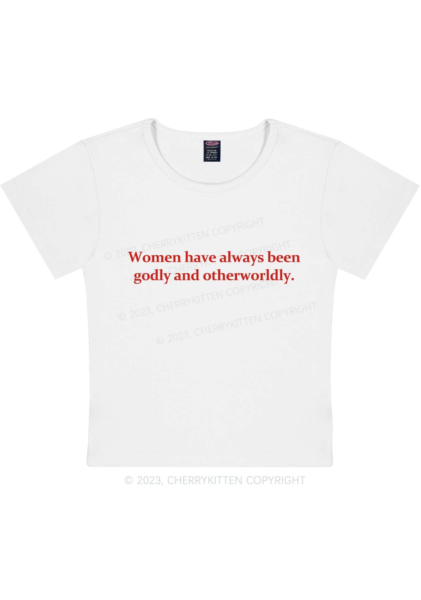 Curvy Godly and Otherworldly Women Y2K Baby Tee Cherrykitten
