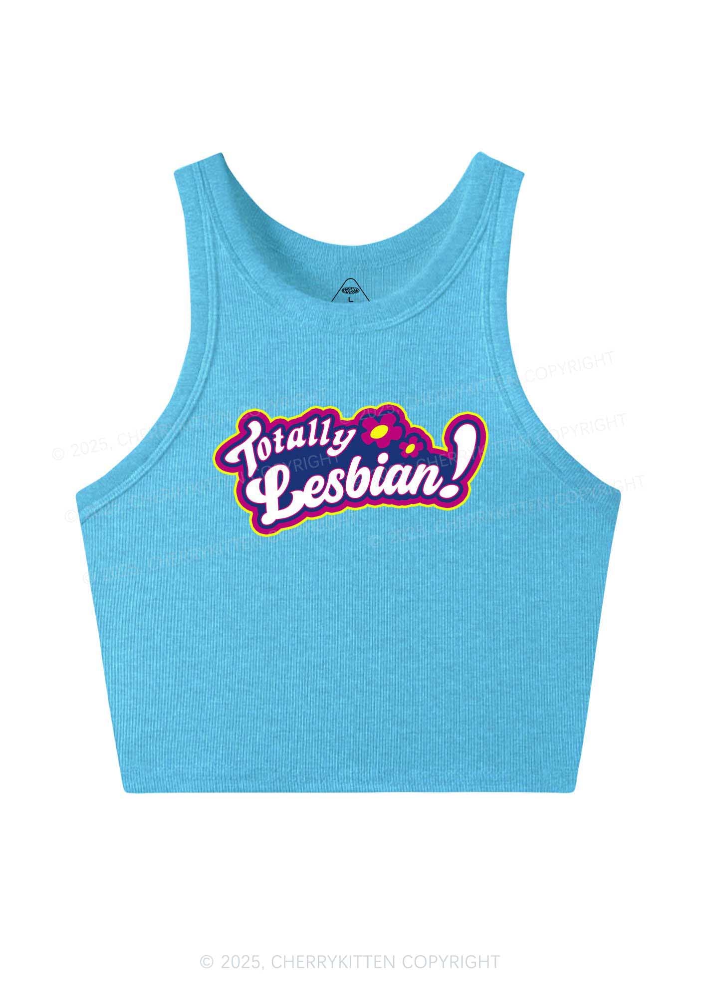 Totally Lesbian Pride Y2K Crop Tank Top Cherrykitten