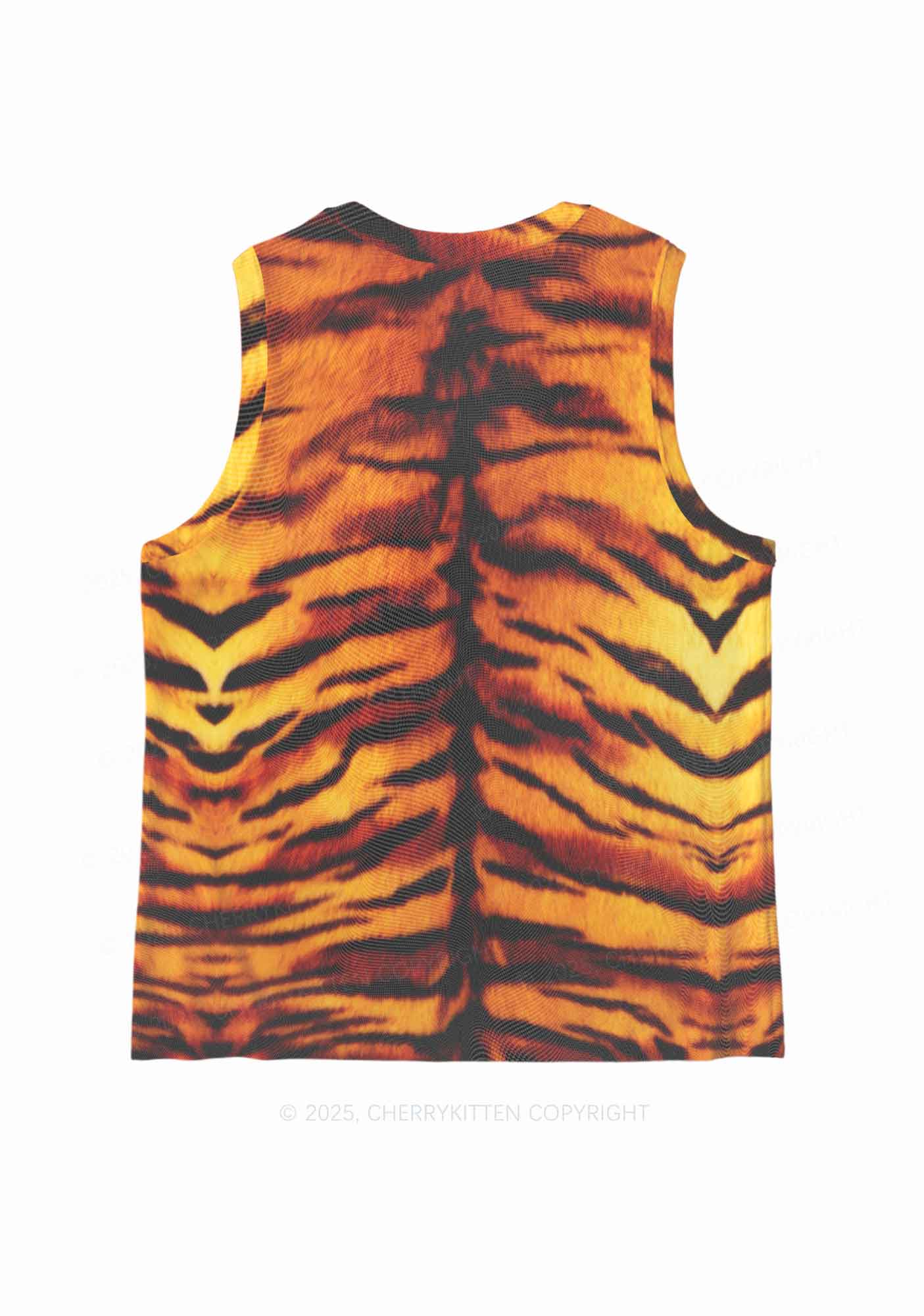 Wild Tiger Texture Y2K Mesh Muscle Tank Cherrykitten