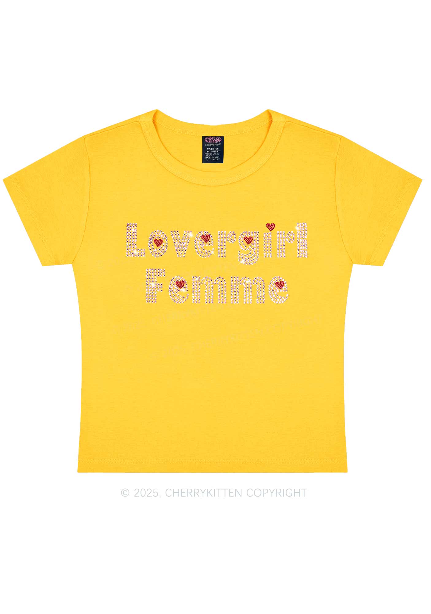 Rhinestone Lovergirl Femme Y2K Baby Tee Cherrykitten