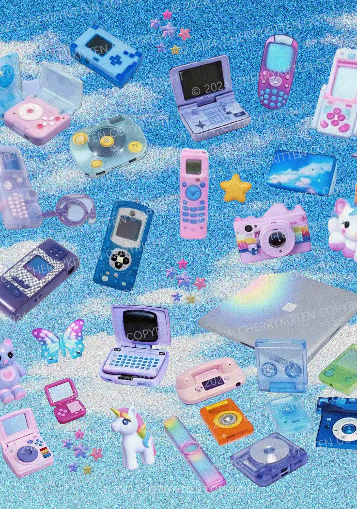 Punk Digital Y2K Print Midi Skirt Cherrykitten
