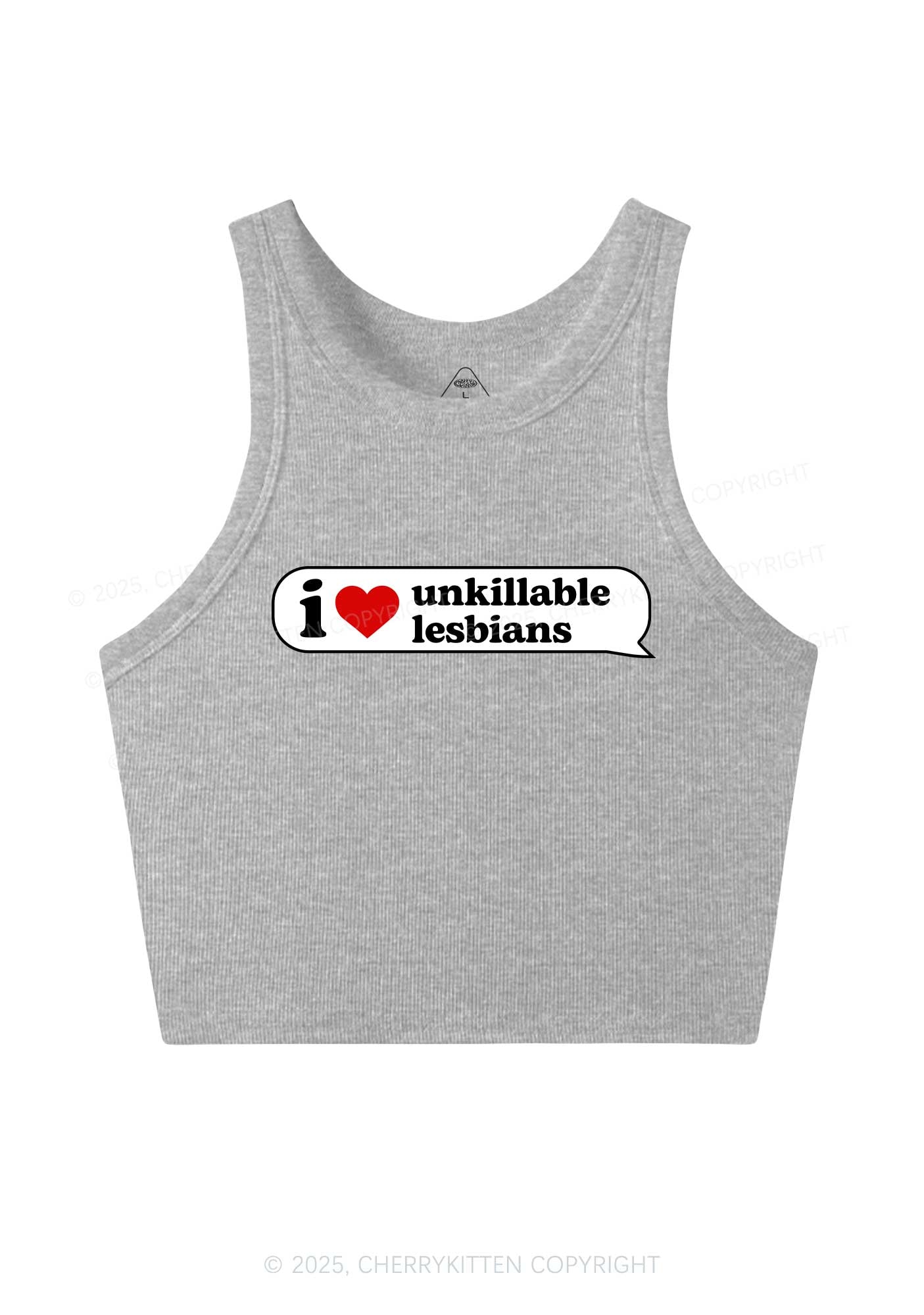 I Love Unkillable Lesbians Pride Y2K Crop Tank Top Cherrykitten