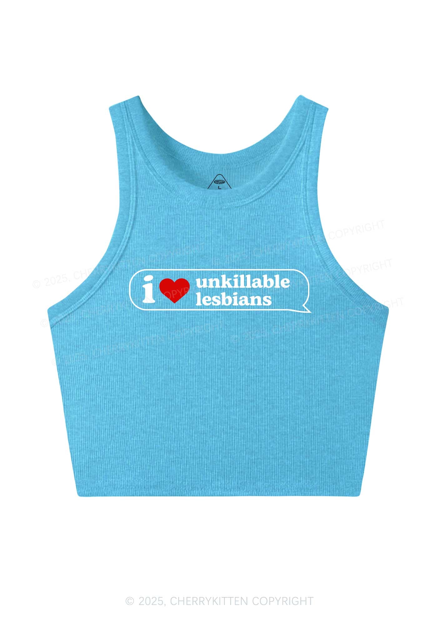 I Love Unkillable Lesbians Pride Y2K Crop Tank Top Cherrykitten