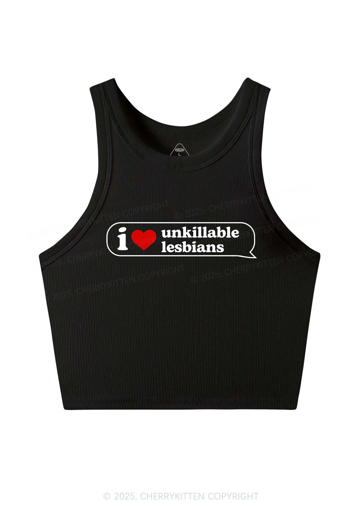 I Love Unkillable Lesbians Pride Y2K Crop Tank Top Cherrykitten