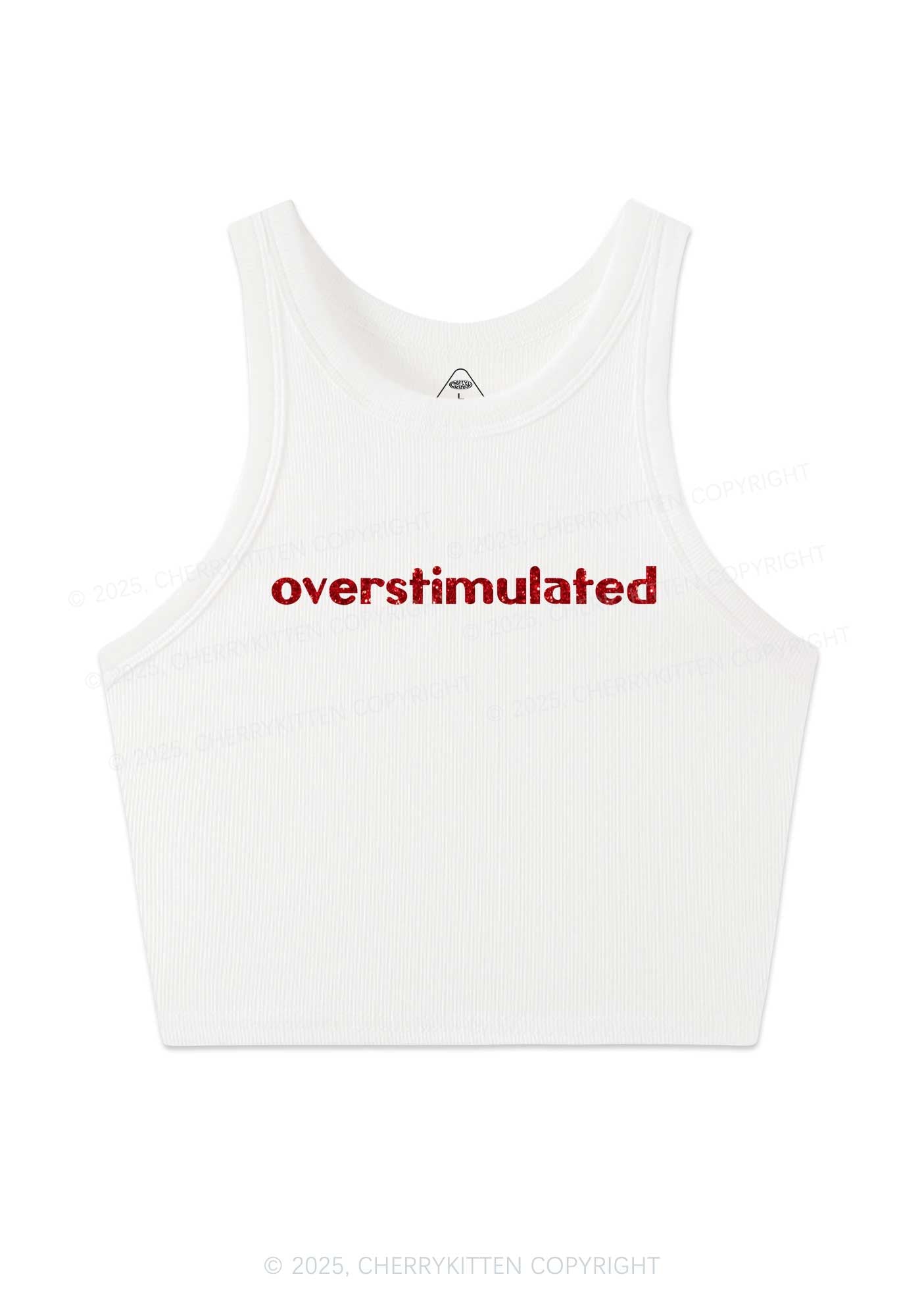 Glitter Overstimulated Y2K Crop Tank Top Cherrykitten