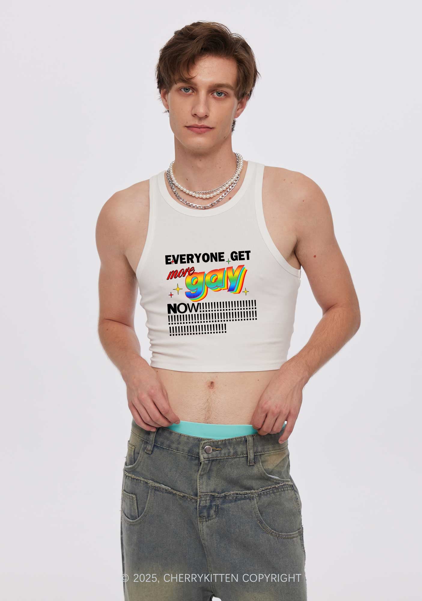 Get More Gay Pride Y2K Crop Tank Top Cherrykitten