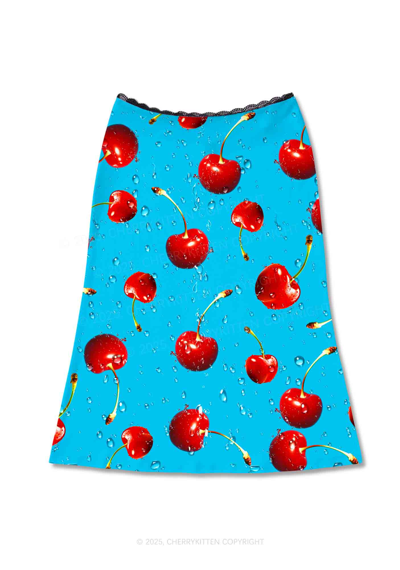 Fresh Cherry Y2K Print Midi Skirt Cherrykitten