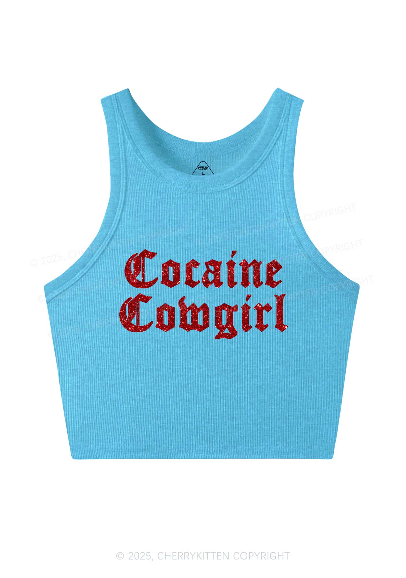 Glitter Cola Cowgirl Y2K Crop Tank Top Cherrykitten