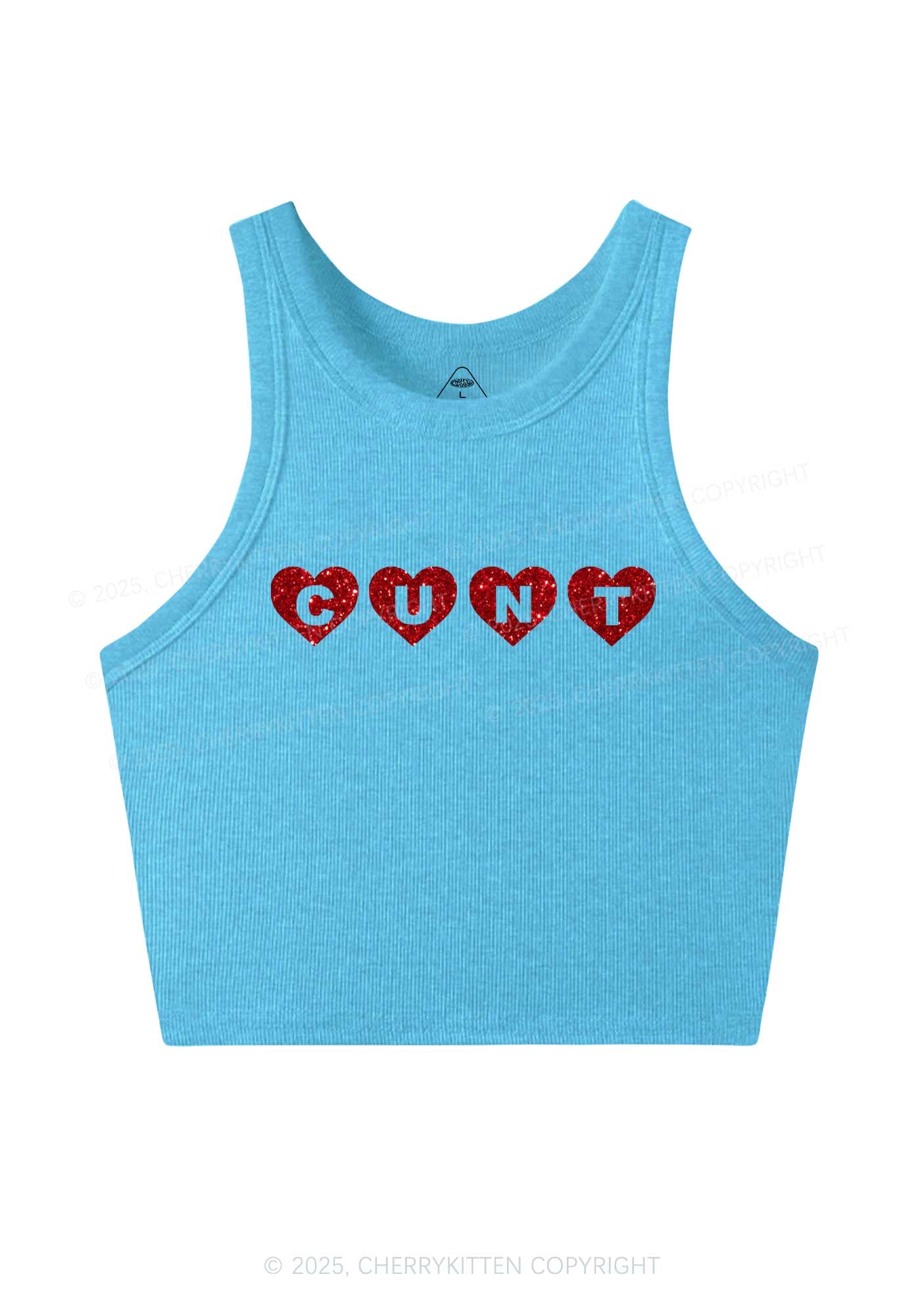 Glitter Love Cxxt Y2K Crop Tank Top Cherrykitten