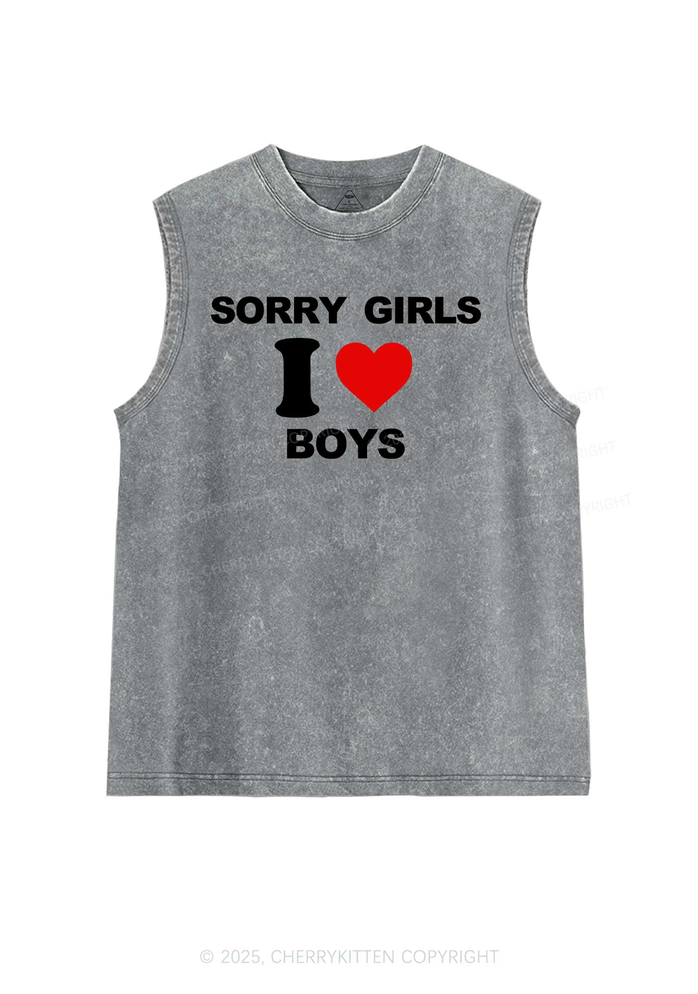 Sorry Girls I Love Boys Pride Y2K Washed Muscle Tank Cherrykitten