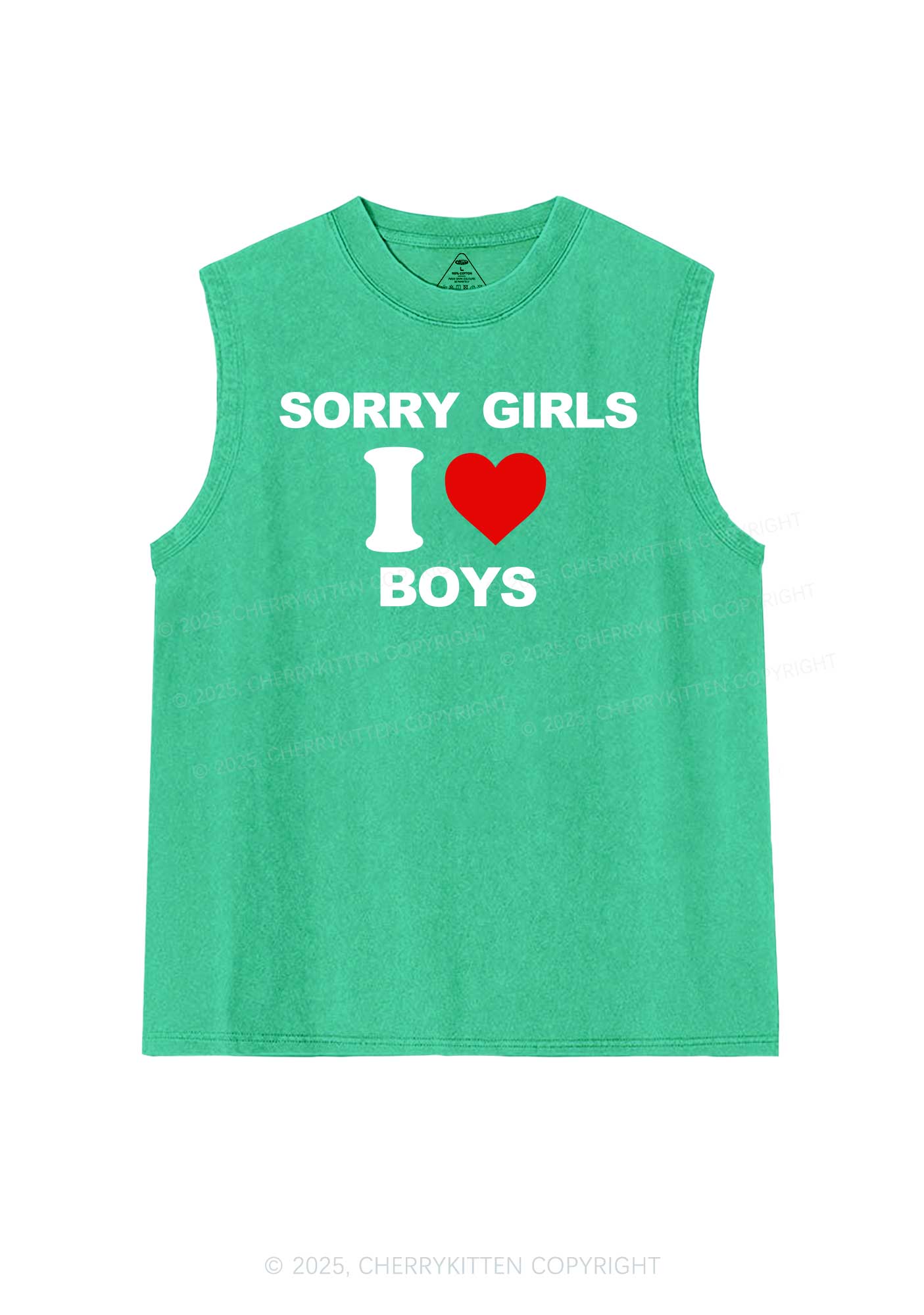Sorry Girls I Love Boys Pride Y2K Washed Muscle Tank Cherrykitten