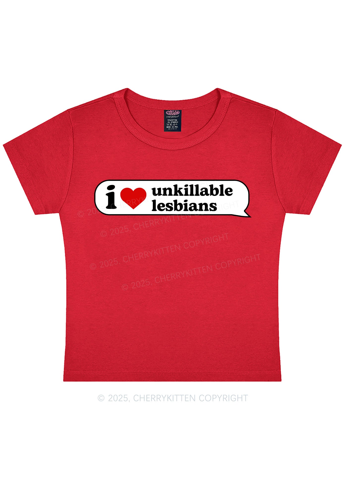 I Love Unkillable Lesbians Pride Y2K Baby Tee Cherrykitten
