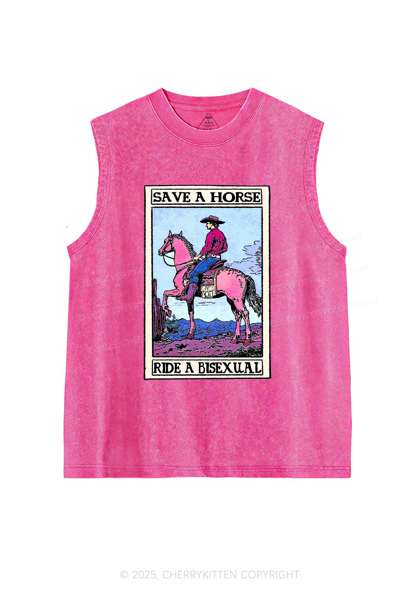 Save Horse Ride Bisexual Pride Y2K Washed Muscle Tank Cherrykitten