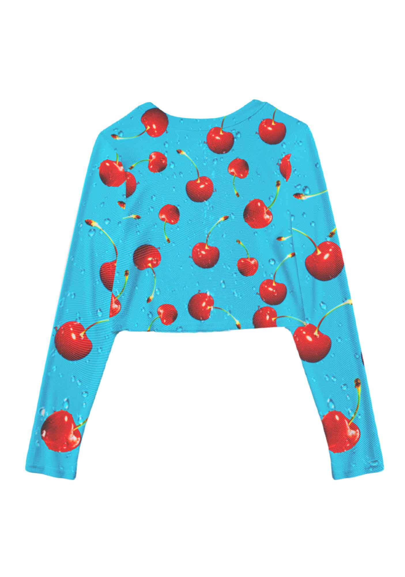 Fresh Cherry Y2K Mesh Long Sleeve Crop Top Cherrykitten
