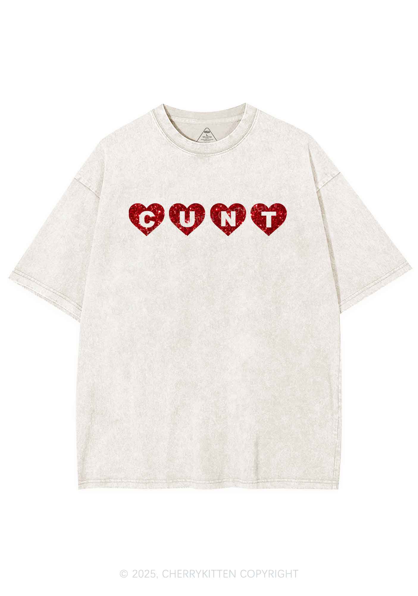 Glitter Love Cxxt Y2K Shirts Washed Tee Cherrykitten