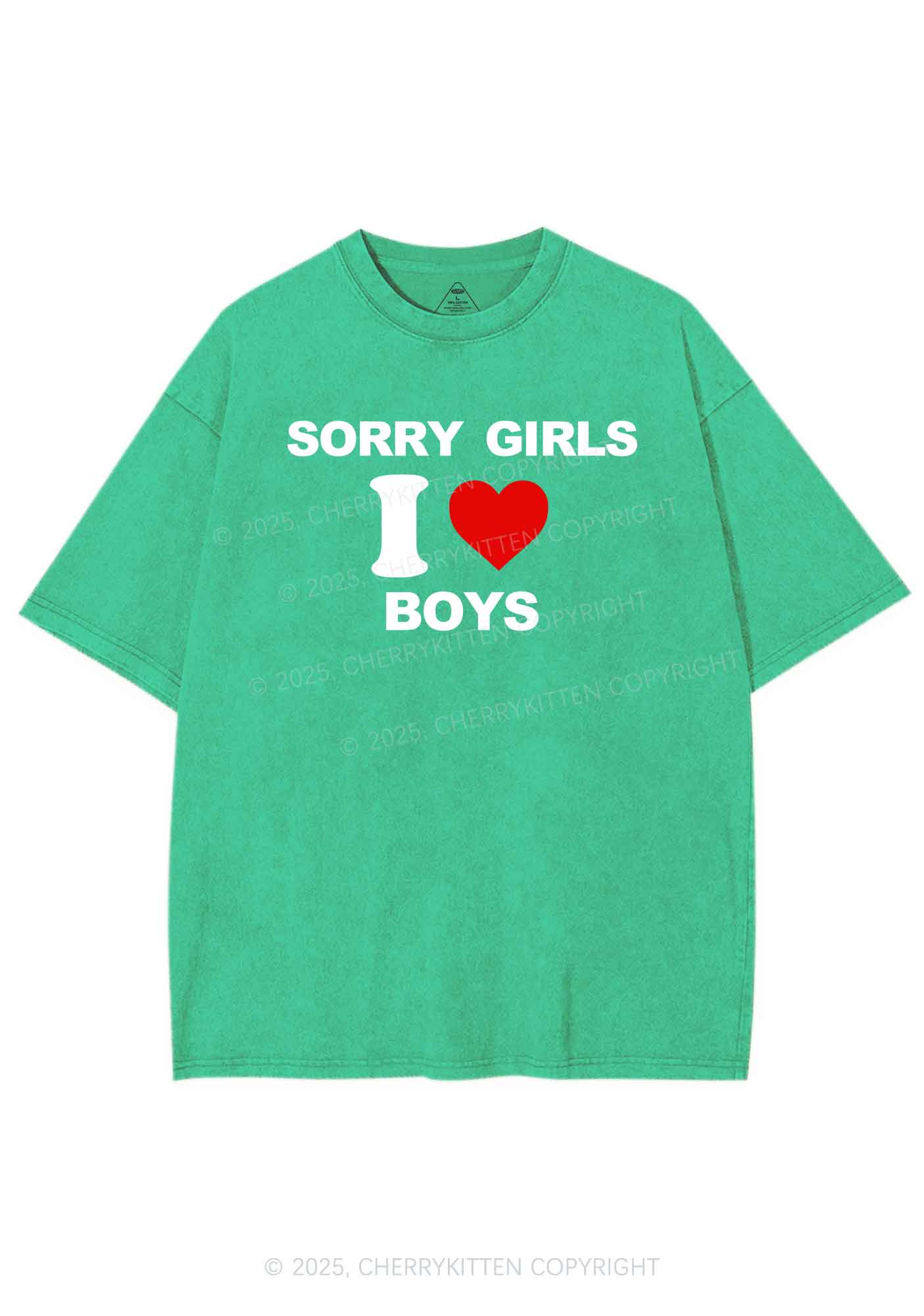Sorry Girls I Love Boys Pride Y2K Shirts Washed Tee Cherrykitten