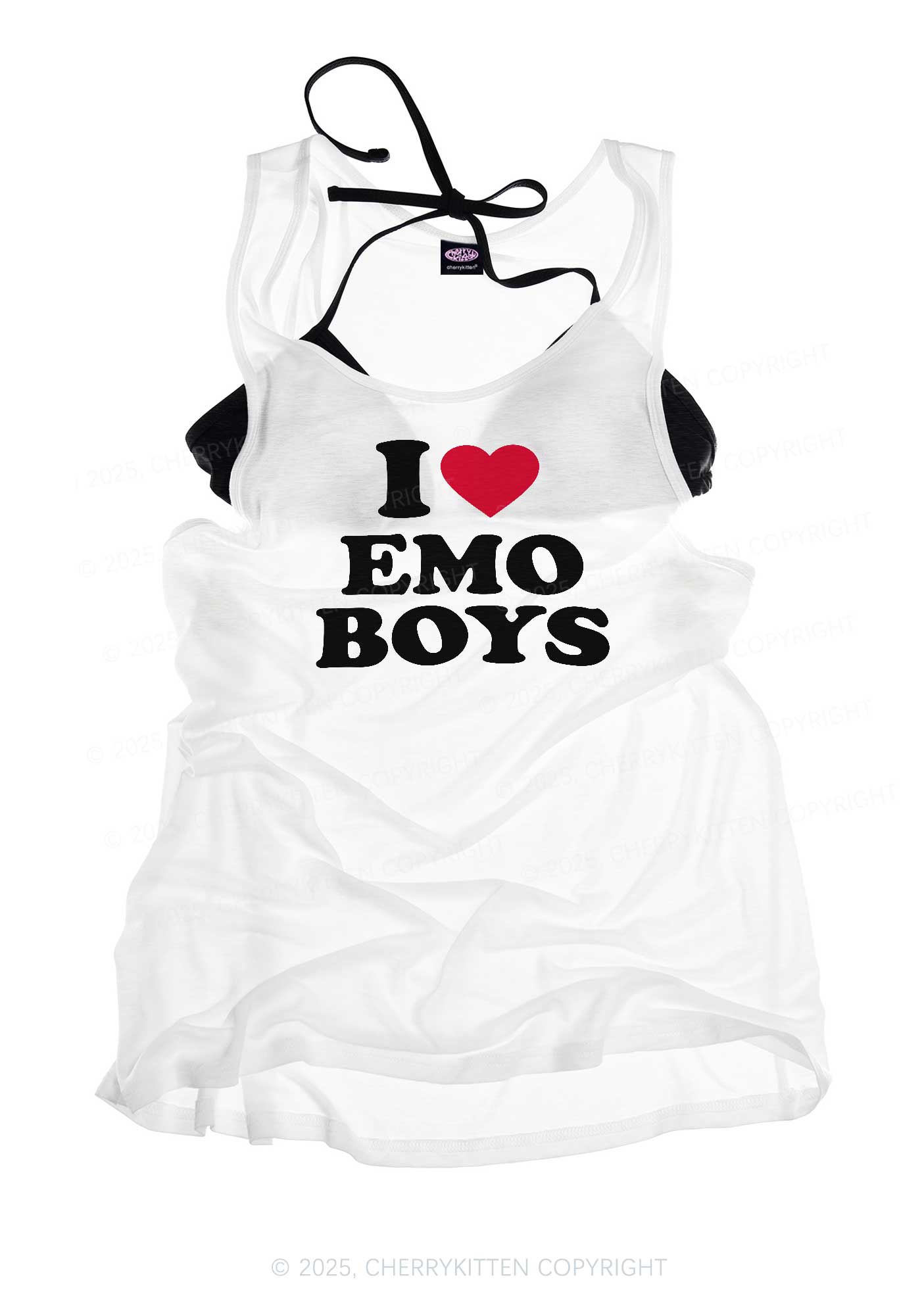 I Love Emo Boys Y2K Sheer Boyfriend Tank Cherrykitten