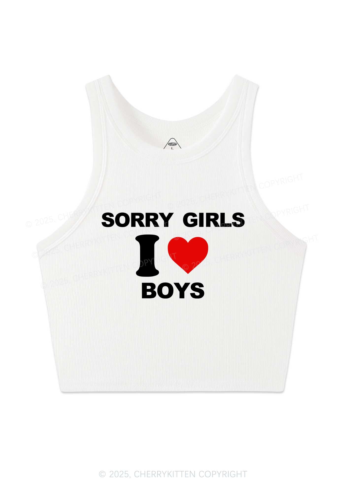Sorry Girls I Love Boys Pride Y2K Crop Tank Top Cherrykitten