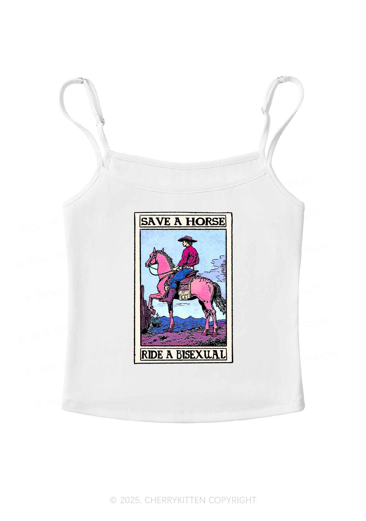 Save Horse Ride Bisexual Pride Y2K Spaghetti Strap Cami Cherrykitten