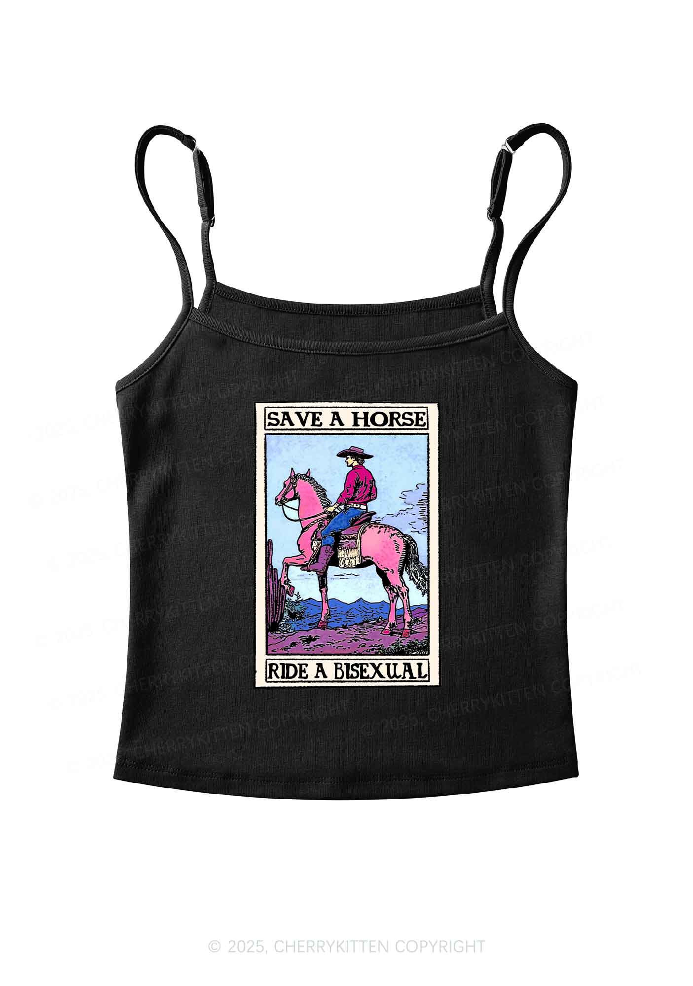 Save Horse Ride Bisexual Pride Y2K Spaghetti Strap Cami Cherrykitten