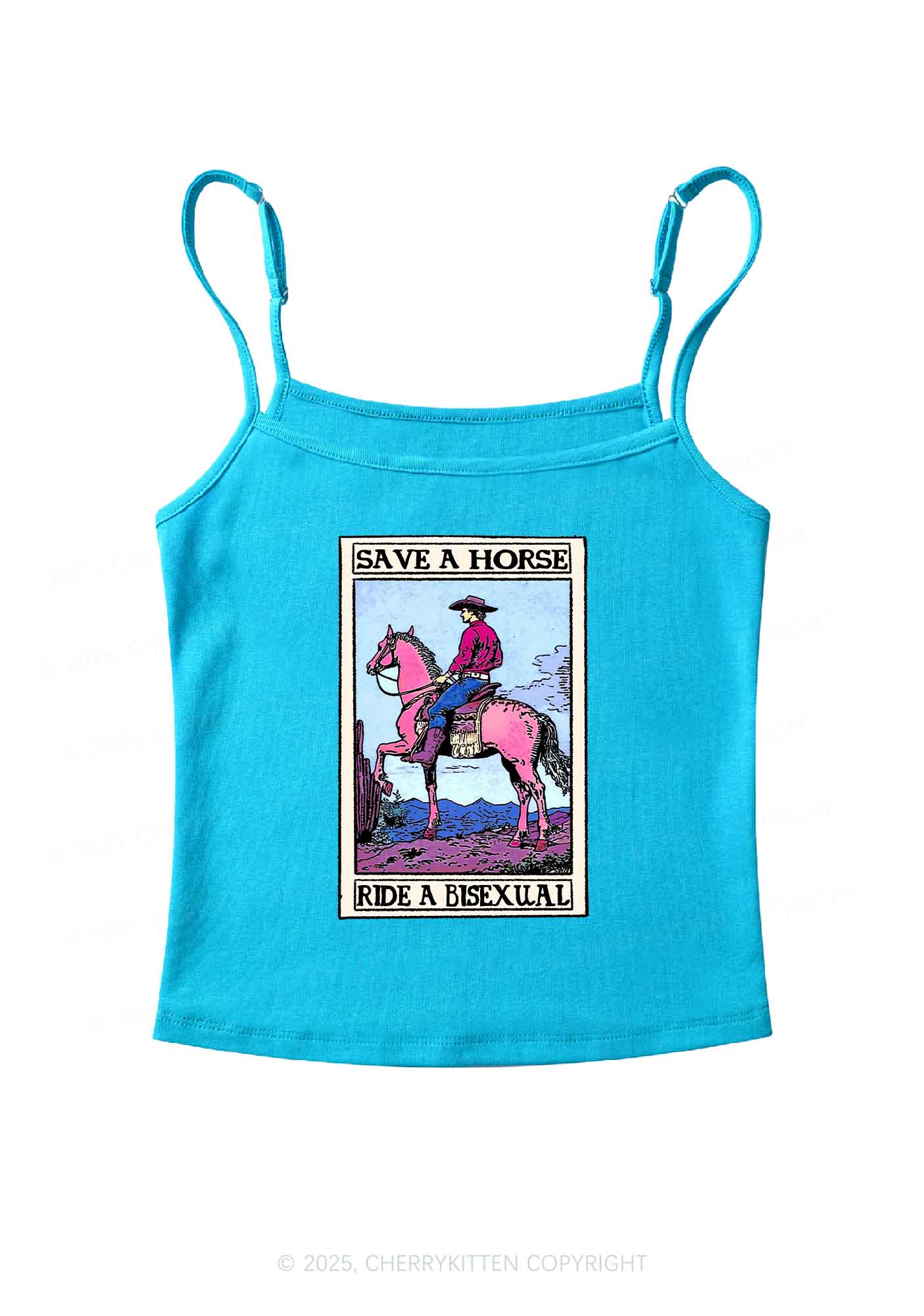 Save Horse Ride Bisexual Pride Y2K Spaghetti Strap Cami Cherrykitten