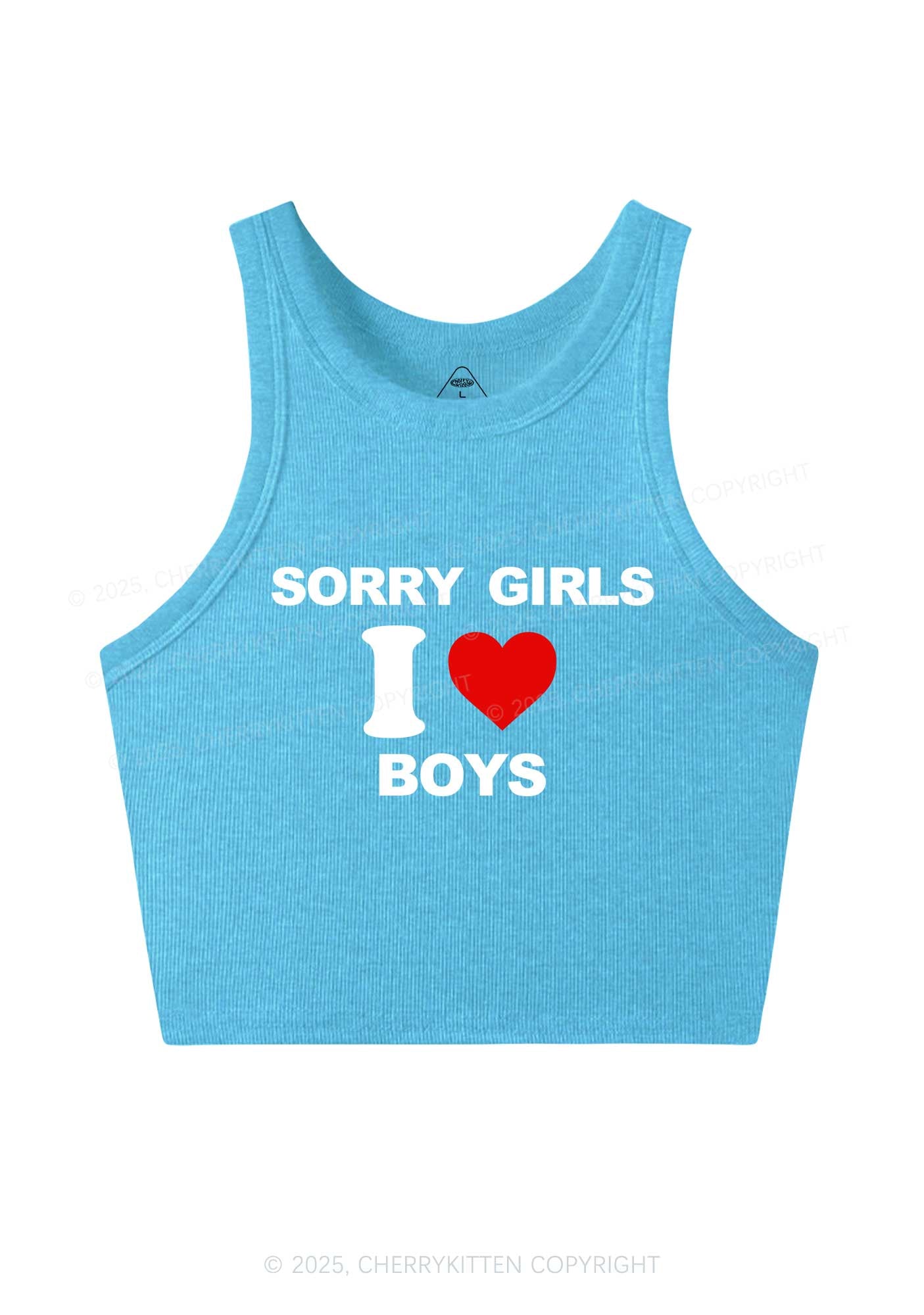 Sorry Girls I Love Boys Pride Y2K Crop Tank Top Cherrykitten