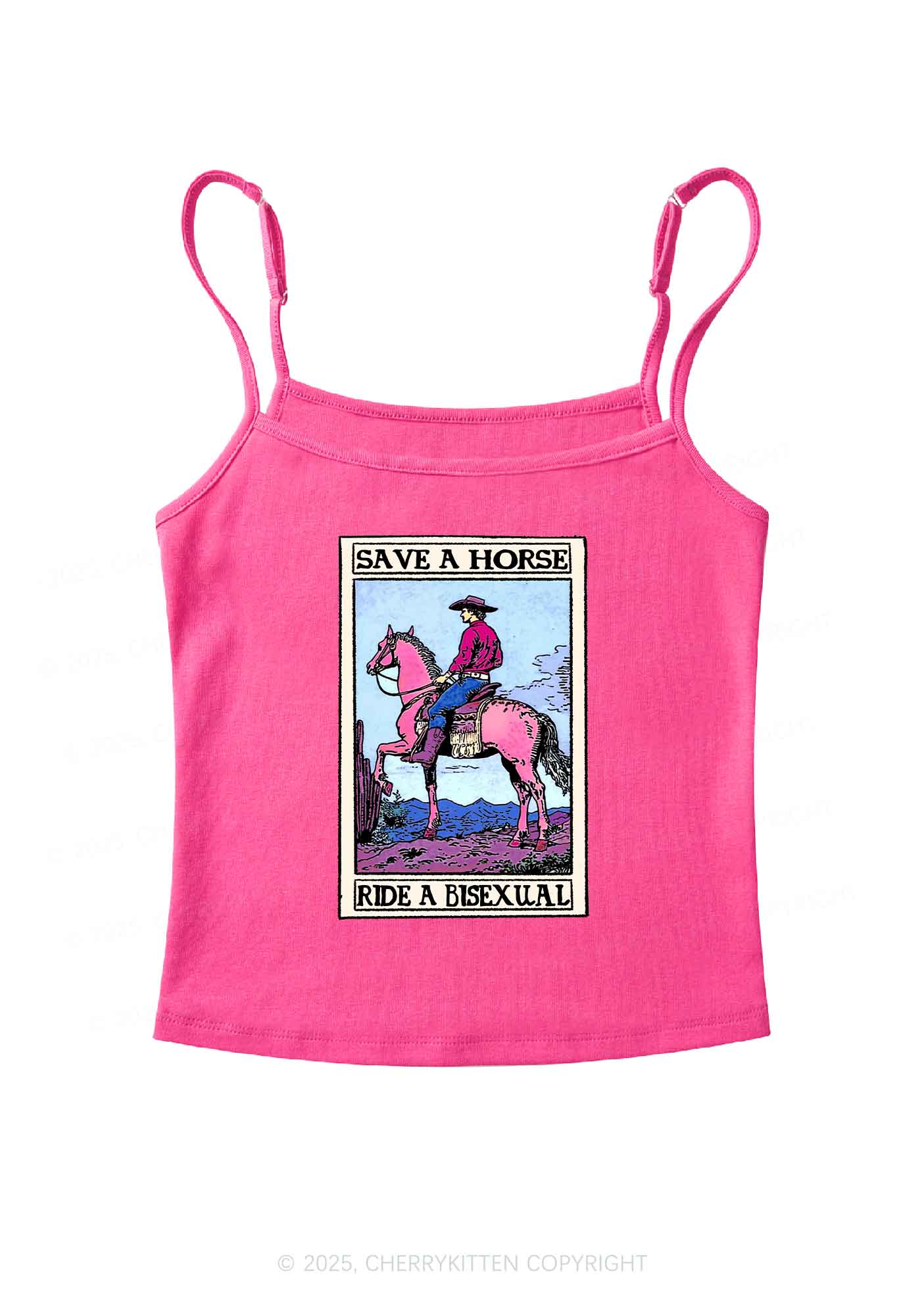 Save Horse Ride Bisexual Pride Y2K Spaghetti Strap Cami Cherrykitten