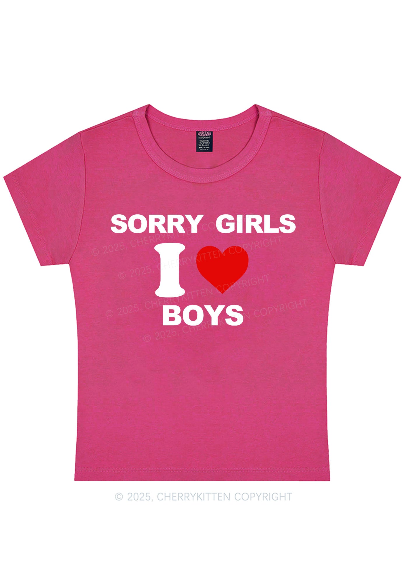 Sorry Girls I Love Boys Pride Y2K Baby Tee Cherrykitten